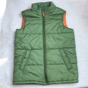 Lands’ End kids green and orange puffer vest size small (8)